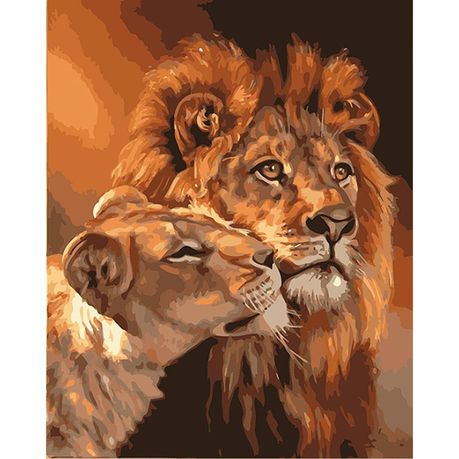 DIY Painting By Numbers Kit - Lion Love Buy Online in Zimbabwe thedailysale.shop