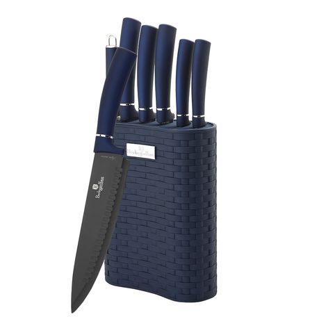 Berlinger Haus 7 Piece Non-Stick Coating Knife Set with Stand - Aquamarine