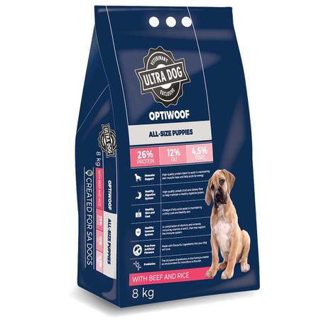 Ultra Dog Optiwoof Puppy Beef & Rice 8kg Buy Online in Zimbabwe thedailysale.shop