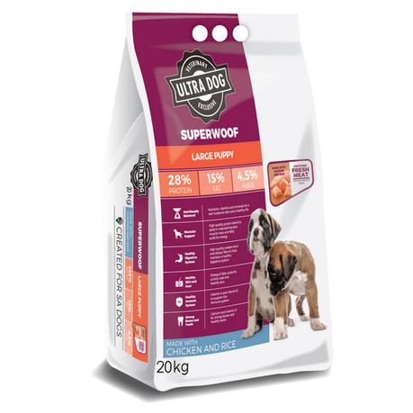 Ultra Dog Superwoof  Large Breed Puppy Chicken & Rice 20KG Buy Online in Zimbabwe thedailysale.shop