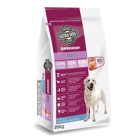 Ultra Dog Superwoof Senior  Chicken & Rice 20KG Buy Online in Zimbabwe thedailysale.shop