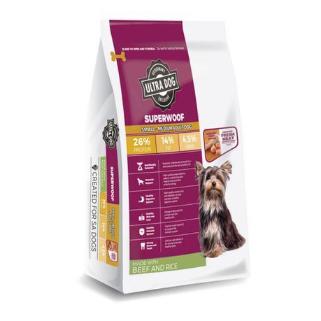 Ultradog Superwoof Small-Medium Adult Beef & Rice 8kg Buy Online in Zimbabwe thedailysale.shop