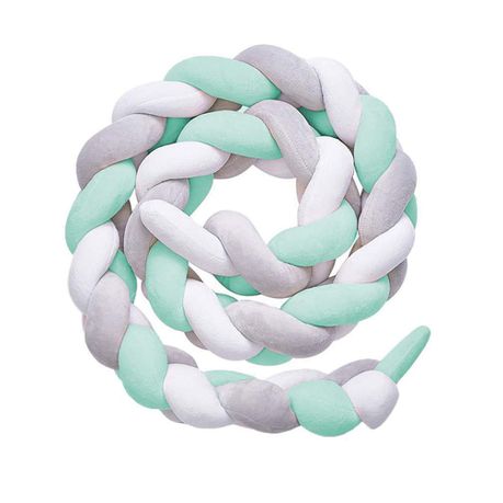 Totland Baby Braided Crib Bumper  2M - Grey, Mint Green & White