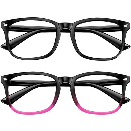 Sophie Moda- Fashion Computer Glasses Anti Blue Light: Black/ Pink (2Pack)