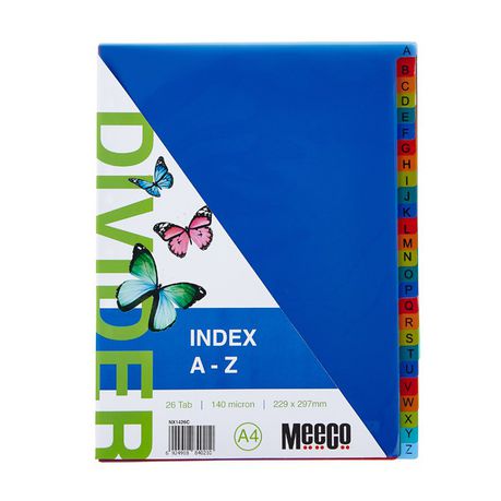 Meeco A4 26 Tab (A-Z) Bright Multi Colour Dividers