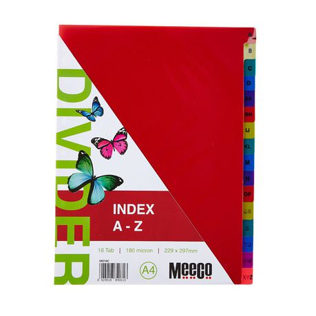 Meeco Executive A4 16 Tab (A-Z) Multi Colour Indexes