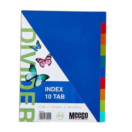 Meeco A4 10 Tab Bright Multi Colour Dividers Buy Online in Zimbabwe thedailysale.shop