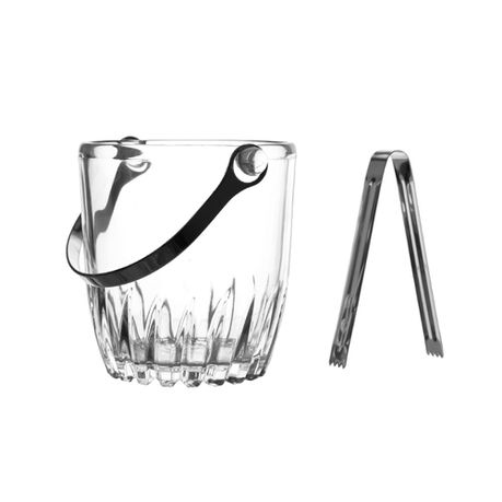 Bee Glass - Wave Glass Ice Bucket With Tong - Set Of 1 Buy Online in Zimbabwe thedailysale.shop