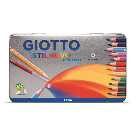 Giotto Stilnovo Aquarelle Pencils - 12 Colours in Metal Case