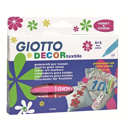 Giotto Decor Textile 6 Permanent Fibre Pens Buy Online in Zimbabwe thedailysale.shop