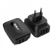 Load image into Gallery viewer, Tellur 1 Port QC 3.0 &amp; 2 USB Port Travel Charger - Black
