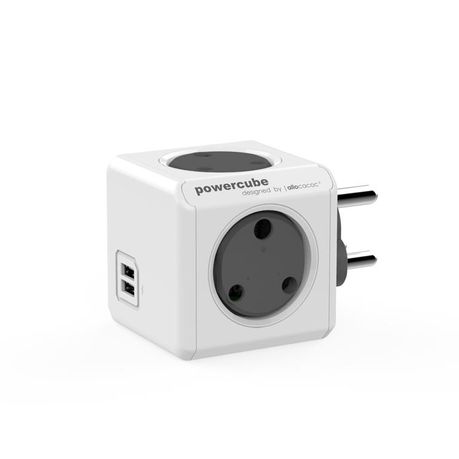 Allocacoc PowerCube Grey Type M Sockets x 4 + USB Buy Online in Zimbabwe thedailysale.shop