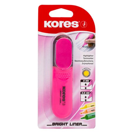 Kores Bright Liner Chisel Tip Highlighter - Pink