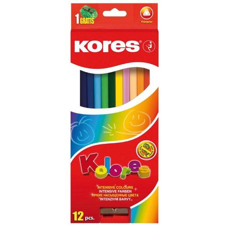 Kores Kolores 12 Triangular Coloured Pencils and 1 Sharpener