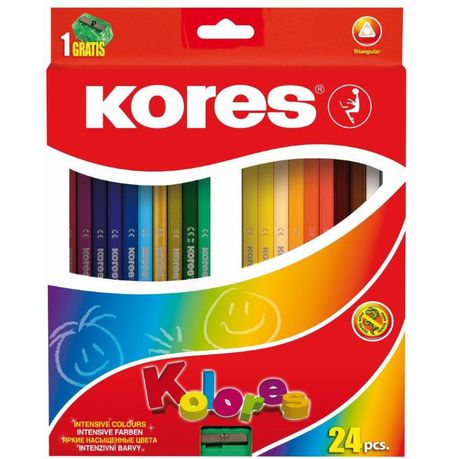 Kores Kolores 24 Triangular Coloured Pencils and 1 Sharpener