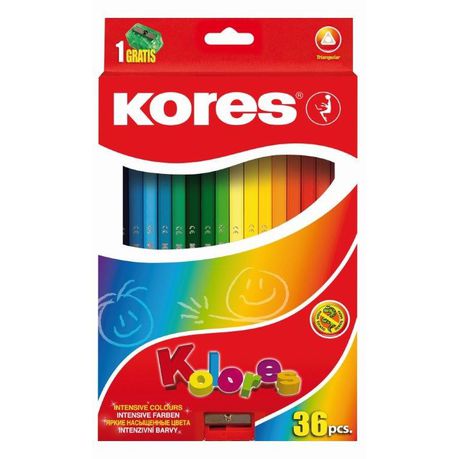 Kores Kolores 36  Triangular Coloured Pencils and 1 Sharpener