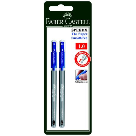 Faber-Castell SpeedX10 1.0mm Ballpoint Pens - Blue (Blister of 2) Buy Online in Zimbabwe thedailysale.shop