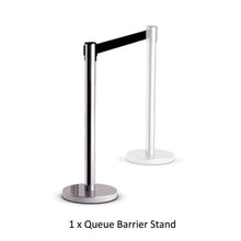 Load image into Gallery viewer, Parrot Retractable Chrome Queue Barrier with Black Belt 910x320mm
