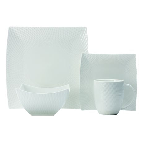 Maxwell & Williams - White Basics Diamonds Dinner Set Square - 16 Piece