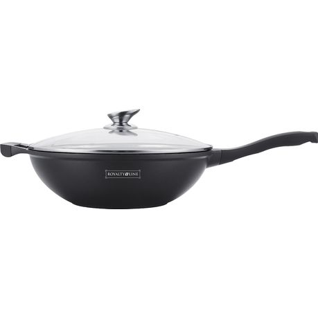 Royalty Line Marble Coating 28cm Deep Wok With Glass Lid - Black Buy Online in Zimbabwe thedailysale.shop