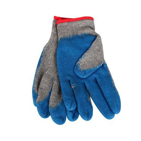 Bulk Pack 4 x Cotton Gloves with Blue Rubber Grip