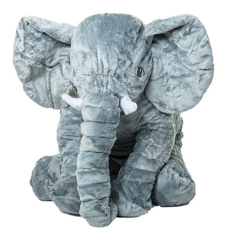 Elephant Long Plush Pillow - Grey