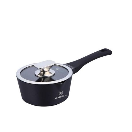 Royalty Line Herenthal 16cm Greblon Non-Stick C3+ Coating Sauce Pan - Black