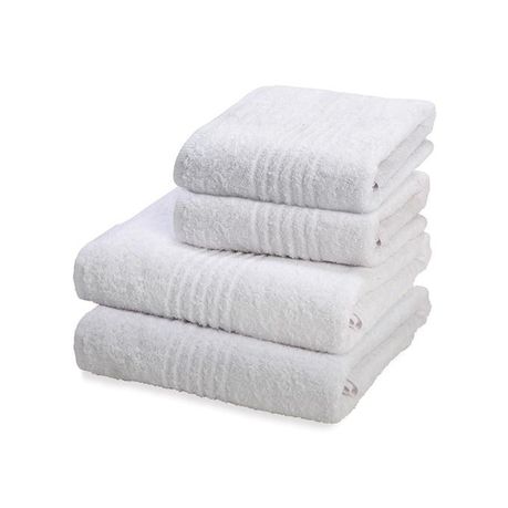 Dreyer Snag Free 485gsm White Bath Sheet & Hand Towel Set - Pack of 4