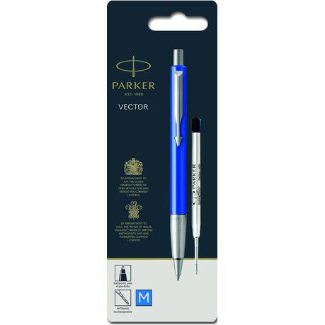 Parker Vector Ballpoint Pen - Blue Barrel Chrome Trim