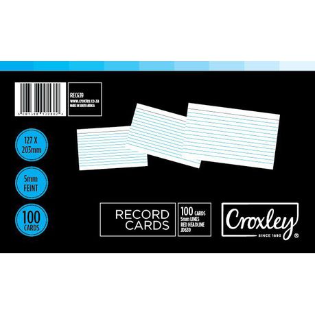 Croxley JD639 Record Cards - Lined (Pack of 100) Buy Online in Zimbabwe thedailysale.shop