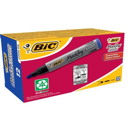 BIC 2000 Permanent Marker Bullet Point - Blue (Box of 12) Buy Online in Zimbabwe thedailysale.shop