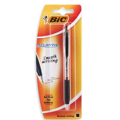 BIC Atlantis Medium Ballpoint Pen - Black (Blister of 1) Buy Online in Zimbabwe thedailysale.shop