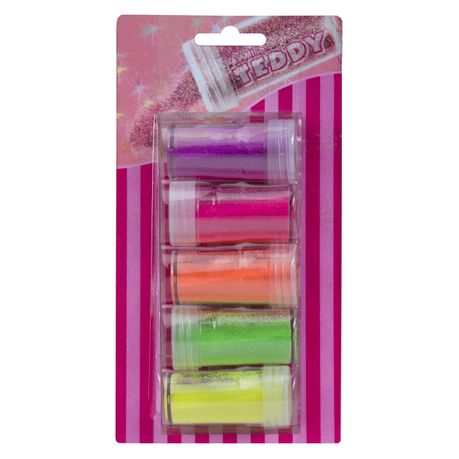 Teddy Glitter Shaker - Assorted Neon Colours