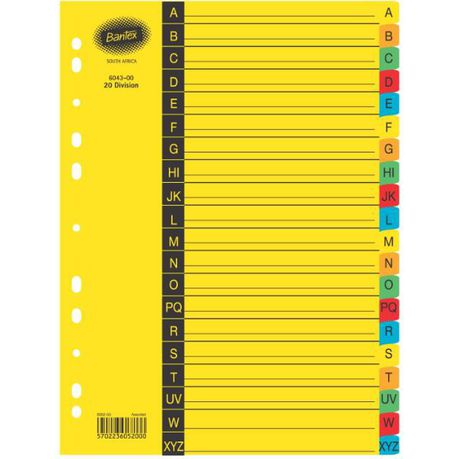 Bantex A4 20 (A-Z) Division Manilla Board File Dividers