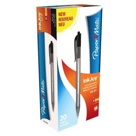 PAPER MATE Inkjoy 100 Retractable Ball Pen - Black (Box of 20)