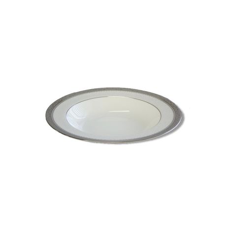 Noritake - Odessa Platinum Soup Bowl - White and Platinum - (21 x 21 x 3cm)