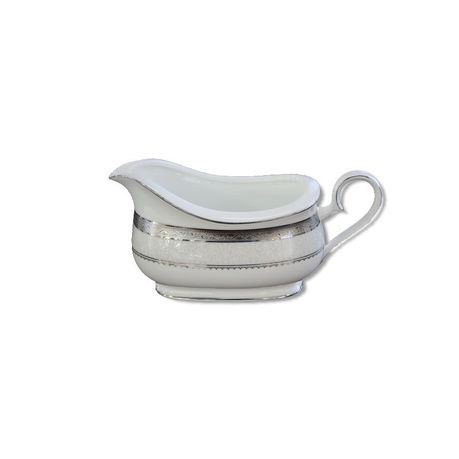 Noritake - Odessa Platinum Gravy Boat - White and Platinum - 23 x 17.5 x 11.5cm