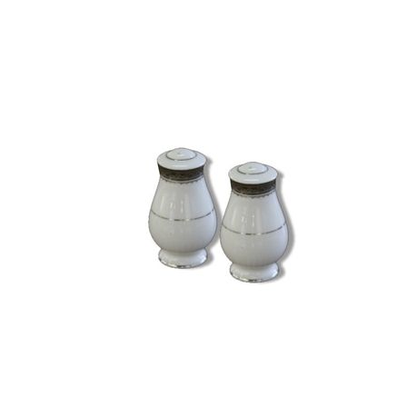 Noritake - Odessa Platinum Salt and Pepper - White and Platinum - 11.5 x 9.5 x 6cm