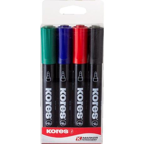 Kores K-Marker Permanent Markers Round Tip - Assorted (Pack of 4) Buy Online in Zimbabwe thedailysale.shop