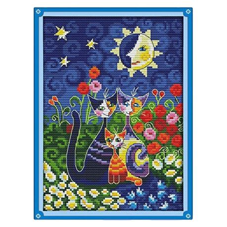 Cute Cats Under The Sun Cross Stitch - Dark