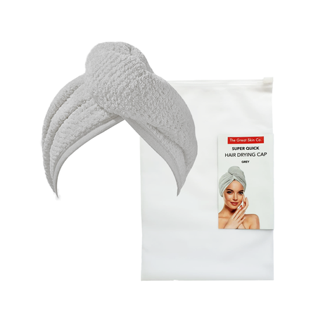 SUPER QUICK & Absorbent Microfiber Hair Drying Cap/Wrap with Button.Grey Buy Online in Zimbabwe thedailysale.shop