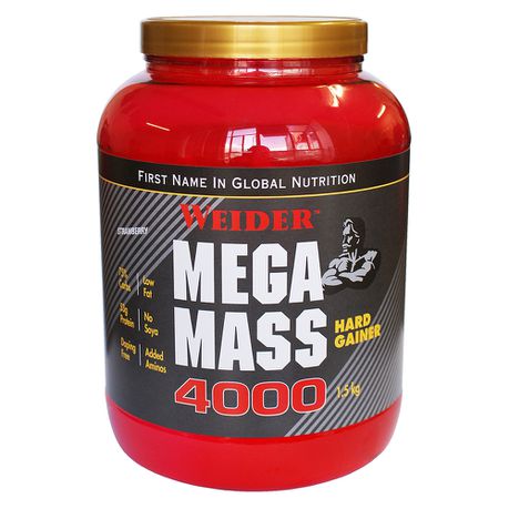 Weider - Mega Mass 4000 for a Sustained Mass Gain - 1.5kg (Strawberry)