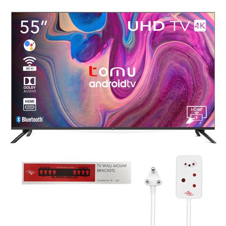 itel - 55 4K Android TV - TV Wall Mount and 5m Extension Buy Online in Zimbabwe thedailysale.shop