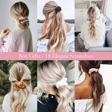 Load image into Gallery viewer, Scrunchies–5 Satin,5 Velvet,3 With Ribbons and Pearls &amp; 5 Skinny Hair Ties
