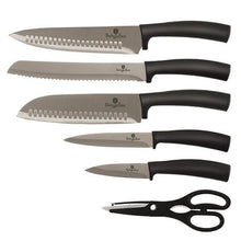 Load image into Gallery viewer, Berlinger Haus 7-Piece Titanum Coating Knife Set with Stand - Carbon
