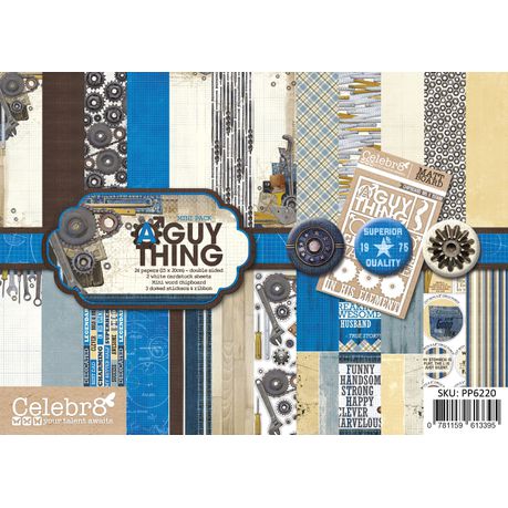 A Guy Thing Mini Paper Pack (15x20cm, 24 Sheets, Includes Chipboard)