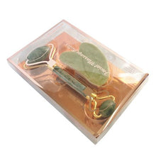 Load image into Gallery viewer, Kissinger Facial Jade Roller Massager &amp; Gua Sha Set - Genuine Jade
