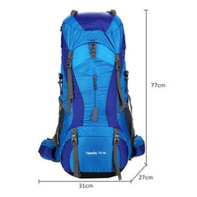 Load image into Gallery viewer, 75 Litre Outdoor Camping Backpack - Blue
