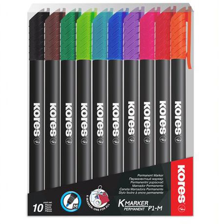 Kores Permanent Markers Fine Set of 10 Assorted Colours Buy Online in Zimbabwe thedailysale.shop