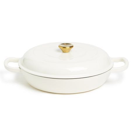 George & Mason - 30cm Round Enamel Cast Iron Casserole - Cream